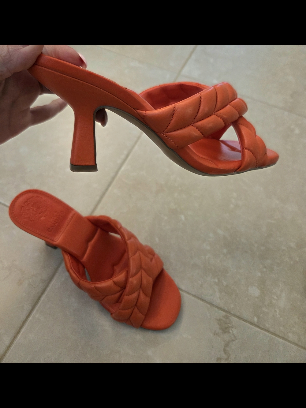 Vince Camuto Garrien Orange Quilted Slide Heel - Picture 3 of 6